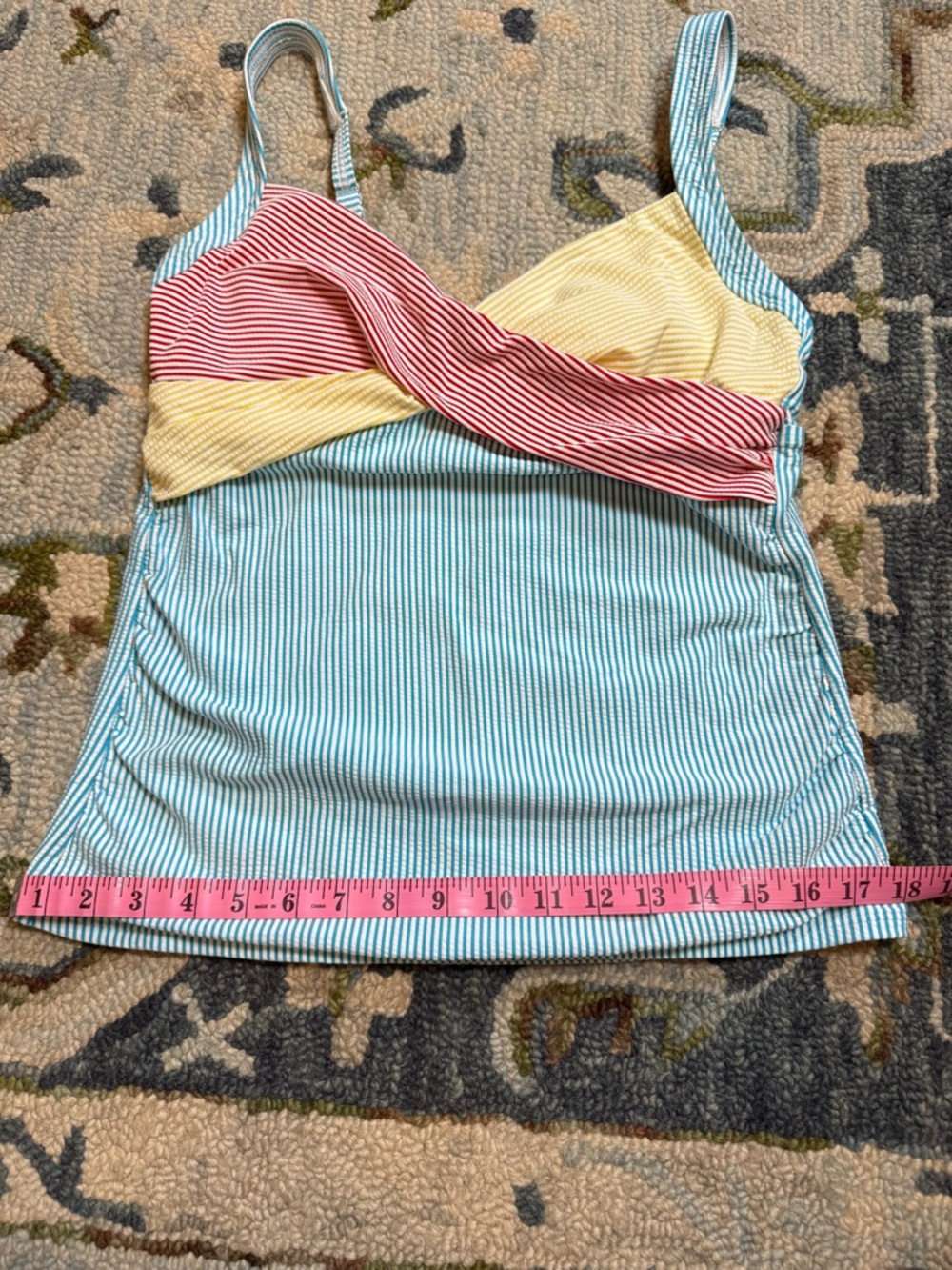 Lands' End Seersucker Women’s Tankini Top Size 8 Colorblock Nautical Underwire - Picture 3 of 10